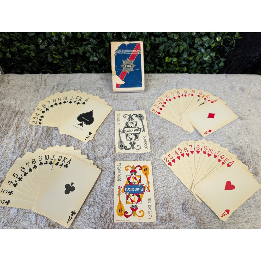 Vintage TWA Trans World‎ Airlines Playing Cards Whitman Plastic Coated Complete